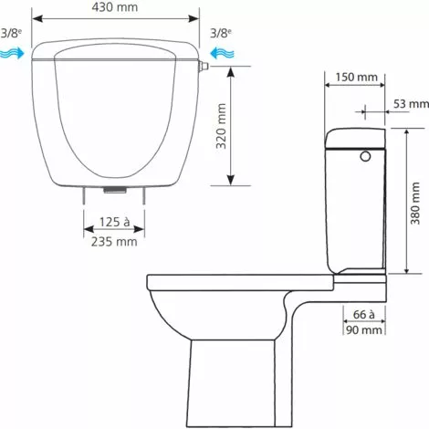 Réservoir WC Attenant Simple Volume, Entraxe Variable PRIMO 58 Siamp 4 Réservoir WC Attenant Simple Volume, Entraxe Variable PRIMO 58 Siamp – Image 2